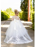 Ivory Lace Tulle Flower Girl Dress With Removable Train